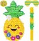 Small Pineapple Pinata for Hawaiian Luau Party Decorations Fruit Pinatas with Wooden Stake Paper Blindfold Colorful Confetti